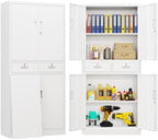 BESFUR Metal Storage Cabinet with 2 Drawers and Adjustable Shelves, 71" H Reinforced Heavy Duty Locking Storage Cabinet for Office, Garage, Home, School, Utility(White) by BESFUR
