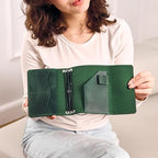 TORAKIP Leather Journal Cover for Field Notes – Handmade Refillable Notebook Cover with 3 Elastic Bands, Card Slots & Pen Holder, Small Travel Journal Cover 3.5" x 5.5" (Paper Not Included), Green - Image 7