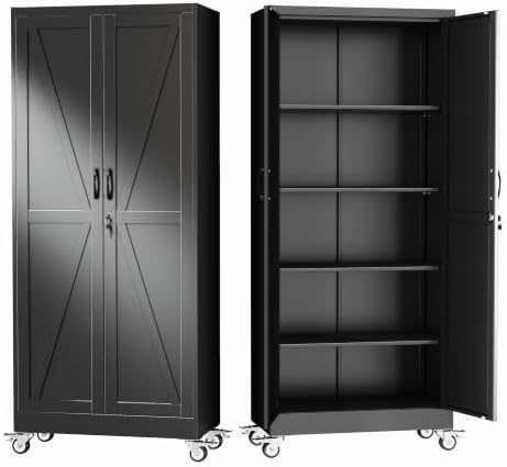 GAIOUS 71" Tall Metal Storage Cabinet with Lock and Wheels, Office Cabinet by GAIOUS