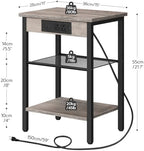 HOOBRO Side Table with Charging Station, Small End Table for Small Space - Image 3