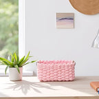 Woven Paper Rope Wicker Basket for Organizing(Set of 3,Pink) - Image 3