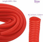 DMiotech 100ft Wire Loom Split Tubing 1 1/4 Inch(31.8mm) ID Red - Image 3