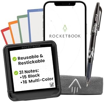 Rocketbook Reusable Smart Sticky Notes, Restickable Memo Pad, 3"x3" by Rocketbook