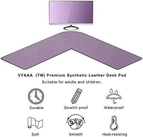 Vyaaa L-Shaped Gaming Mouse Pad, Corner Desk Mat, 43" x 43" x 15.7", Purple - Image 6