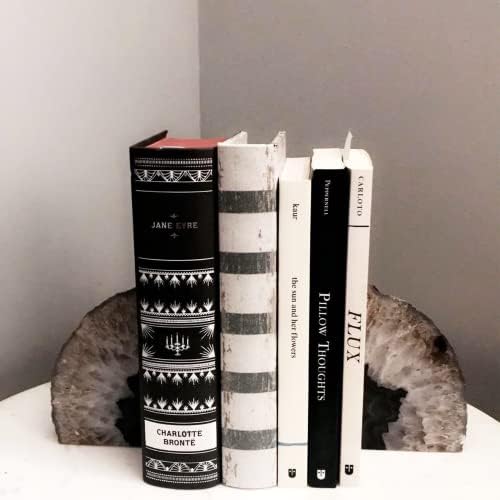 JIC Gem Black Agate Geode Bookends Decorative Stone Book Holder Heavy Duty - Image 4