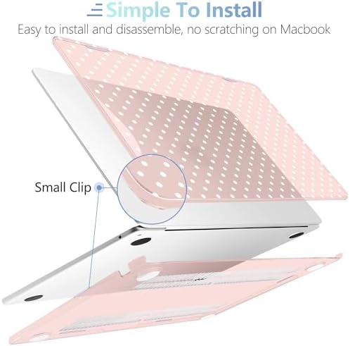 MEEgoodo for M5/M4/M3/M2 MacBook Air 15 inch Case 2026 2025 2024 2023, Case Fit Model (A3448/A3241/A3114/A2941) for MacBook Air 15.3 inch, Pink & White Polka Dots - Image 5