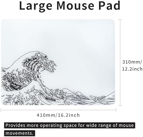 XVX Glass Gaming Mouse Pad, White Kanagawa Hard Mousepads for Gaming,Professional Large Mouse Mat 16.2" x 12.2", Special Glass Surface with Improved Precision and Speed - Image 2