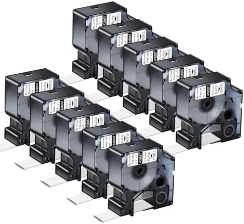 10 Pack Compatible for Dymo Rhino 18057 Black on White 3/4" x 4.9' Industrial Heat Shrink Tube Labels for Rhino 4200 5000 5200 6000 3M Label Maker by KCMYTONER