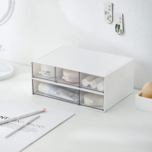 MILULUGO Desk Organizer with 6 Drawers, Makeup Organizer, Plastic Cosmetic Organizer, Bathroom Organization Boxes, Desktop Storage Box(White) - Image 7