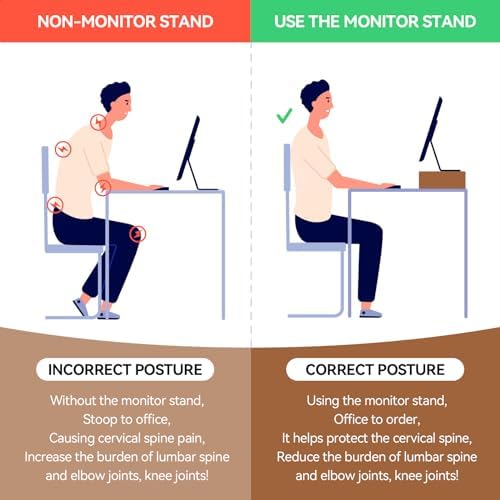 KIRIGEN Wood Monitor Stand Riser for Desk, 23.23 Inch, Brown 59-DBR - Image 4