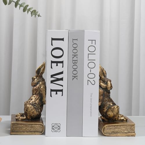Book Ends for Shelves to Hold Books Hevay Duty,Decorative Rabbit Bookends - Image 5