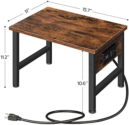 HOOBRO Printer Stand for Desk, Desktop Printer Stand with Charging Station, Small Printer Table with Storage Hook, Under Desk Printer Cart, File Rack for Home Office BF01UPS01 - Image 3