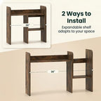 GIANTEX Extendable Desktop Bookshelf, Dorm Desk Hutch (Rustic Brown) - Image 5