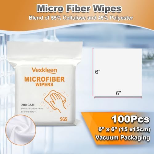 6" x 6" Durable & Absorbent Microfiber Wipes (100 Pcs, 200GSM) - Image 2