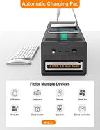 2 Tiers Dual Monitor Stand with Auto Charging Pad, 4 USB 3.0 Hub Ports, Double Monitor Riser, Metal Desk Stand with Storage, Long Screen Raiser for 2 Monitors/PC/Laptop/Computer Space Saver Organizer - Image 2