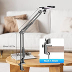 Overhead Phone Mount with Rechargeable Light for iPhone, Desk Tripod with Clamp for Content Creator Camera Recording, Top Down Holder Stand for Filming/Live/Cooking/Unboxing/Drawing/YouTube/TikTok - Image 7