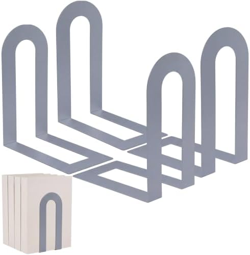 Chunful 12 Pcs Gray Metal BookEnds Shelves, 7.5 x 5.75 x 3.5 in by Chunful