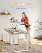 YIHAYO 32" Electric Standing Desk Converter, Adjustable Desk Riser, White - Image 4