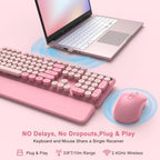 Pink Wireless Keyboard and Mouse Combo, Magnetic Wrist Rest, Round Keycap - Image 6