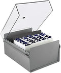 Acrimet 5 X 8 Card File Holder Organizer Box Metal Base Heavy Duty (AZ Index Cards and Divider Included) (Gray Color with Clear Crystal Plastic Lid Cover) by Organizingyourlife