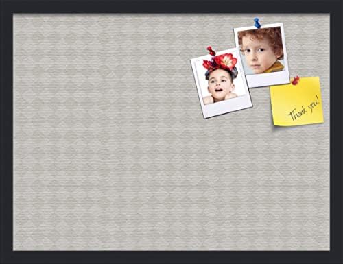 PinPix 24x18 inch Cork Bulletin Board. This Decorative Framed Pin Board Comes with Diamond Pattern in Shades of Grey Design and Satin Black. Ideal for Home, Office Decor or School (PinPix-373) by PinPixBulletinBoards