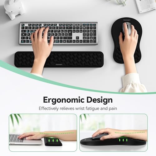 TECKNET Keyboard Wrist Rest and Mouse Pad 2 in 1 Set with Wrist Support - Image 2