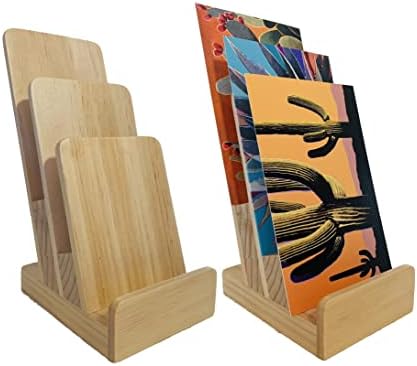 Elegant 3-Tier Pine Wood Literature Holder, Trifold Brochure Holder, Flyer Holder, Postcard Display and Countertop Wooden Display Stand [Pack of 2] by 2Droids
