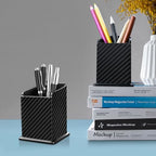 Carbon Fiber Black Pen Holder Cup for Desk, Black Pencil Cup Holder for Desk Office Pen Organizer,Modern Minimalist Pen Holder,Matte Black - Image 6