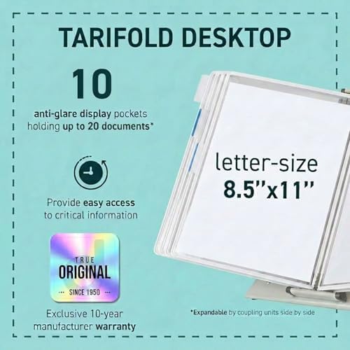 Tarifold Desktop Reference Display System, 10 Pockets, Expandable, White - Image 2