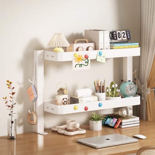 Clamp-On Desk Shelf Organizer, 2-Tier Metal Side Desktop Shelves - Image 2