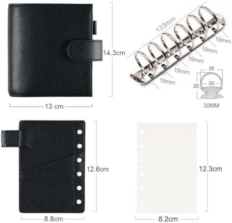 Moterm Pocket Luxe Rings Planner - Genuine Leather Binder Organizer (Pebble-Black, 30mm Ring) - Image 6