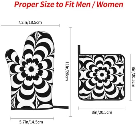 Copy of Optical Pattern Oven Mitts and Pot Holders Sets, Heat Resistant Cooking Mitts and Hot Pads, Waterproof Oven Glove Potholders for Cooking Baking Grilling - Image 3