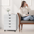 5 Drawer Chest, Storage Cabinet Dressers with Wheels, Dressers Storage Cabinets, Dresser Mobile Cabinet with Wheels, Room Organizer, Drawers Wood Organization Furniture for Office, Home, White by SimpleDeluxe