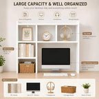 White Desk Hutch Dorm, Desktop Bookshelf with 5 Shelves - Image 4