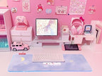 JMIYAV Pink RGB Gaming Mouse Pad Kawaii Mouse Mat 31.5x12 Inch PC XL Large Extended Glowing Led Light Up Desk Pad Non-Slip Rubber Base Computer Cute Desk Accessories Gaming Setup Purple Moon Bunny - Image 6