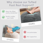 Hobestluk Stuffed Pouf Ottoman Footrest,Round Footstool,Handle,Small,Grey - Image 4