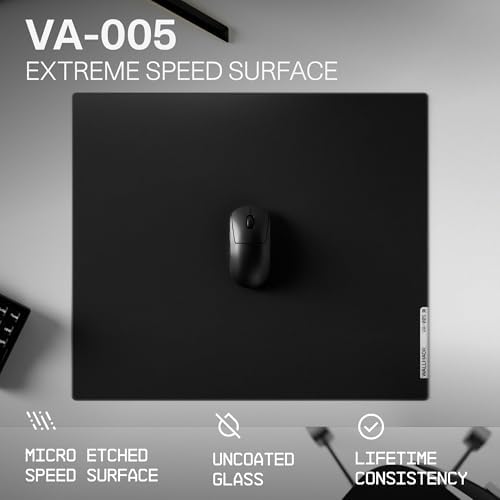 Wallhack VA-005 Glass Gaming Mouse Pad – Speed Surface, Large Mousepad for Esports, Smooth Low-Friction Glide, Tempered Glass, Ergonomic Low Profile, Durable & Portable with Carry Case | Vapour Black - Image 2