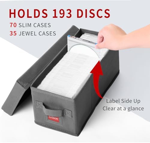 NUSWOR Stackable CD Organizer Box with Lid | 4 Pack | Grey - Image 3