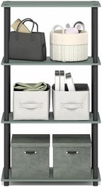 Furinno Turn-N-Tube Storage Shelves, 4-Tier Toolless Book Shelf, Corner Shelf, Open Shelves, for Organization and Storage, Living Room, Garage, Home Office, Sage Green - Image 6