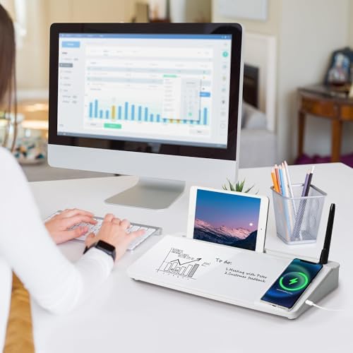 SHANTRA 16'' x 7'' Desktop Whiteboard with Wireless Phone Charger, Desk Dry Erase Board with Organizer, Computer Pad & Keyboard Stand, Small whiteboard for Home, School, Office, Desk Accessories - Image 7