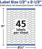 Avery® Matte White Barbell Labels, Sure Feed® Technology, 0.5" x 2.5", 2,250 White Labels, Permanent Adhesive, Laser/Inkjet Printable - Image 4