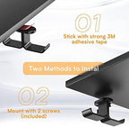 Headphone Stand Headphone Hanger Stand Under Desk Hook 360° Rotation Ball Plunger Hanger Aluminum Stick-On Adhesive Dual Headsets Holder Mount PC Gaming Accessories Headset Holder - Image 4