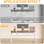 Under Desk Cable Management Tray No Drill, 28Inch Cable Management,White - Image 4