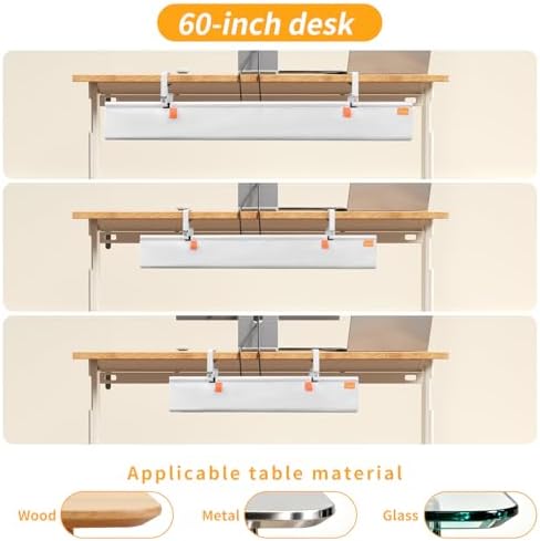 Under Desk Cable Management Tray No Drill,36Inch Cable Management,White - Image 6