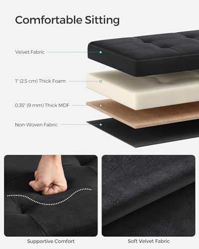 SONGMICS Storage Ottoman Bench, 30 Inches Velvet Foldable Foot Rest - Image 4