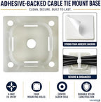 Kable Kontrol Zip Tie Mounts, 1-1/2” Natural White 2500 Pcs Adhesive Backed - Image 2