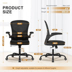 Office Chair, Ergonomic Desk Chairs 330LBS Capacity High Back Mesh Computer Chair with Flip-up Armrests, Comfy Work Chair with Adjustable Lumbar Support, Rolling Chair - Image 3
