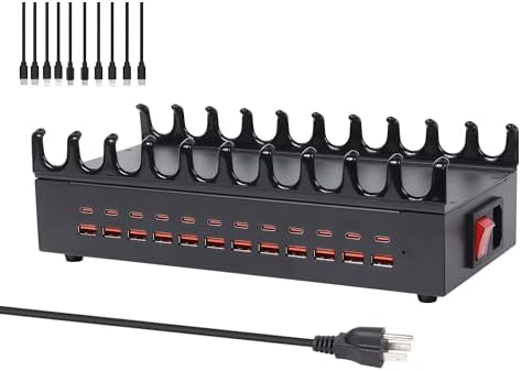 24 Ports 300W Charging Station for Multiple Devices with 10 Cables by Yoodarmx
