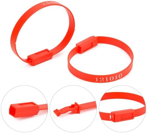 1000pcs Plastic Tamper Seals Numbered Security Shipping Tags, Slender Shape Container Ties Fixed Disposable Lock for Trailer Truck Cable (Red) - Image 3