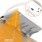 Hiree Bedside Shelf for Dorm Bunk Bed with USB Charging Port and 2 AC Outlets, Bedside Caddy, Bunk Bed Extender, Attachable Bedside Table, College Dorm Essential Clip On Bedside Tray, Plus Size, White - Image 5